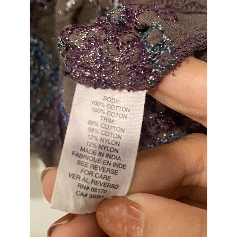 Free People Sleeveless Open Back Top in Brown Purple Metallic Floral Size 4 - Picture 9 of 9